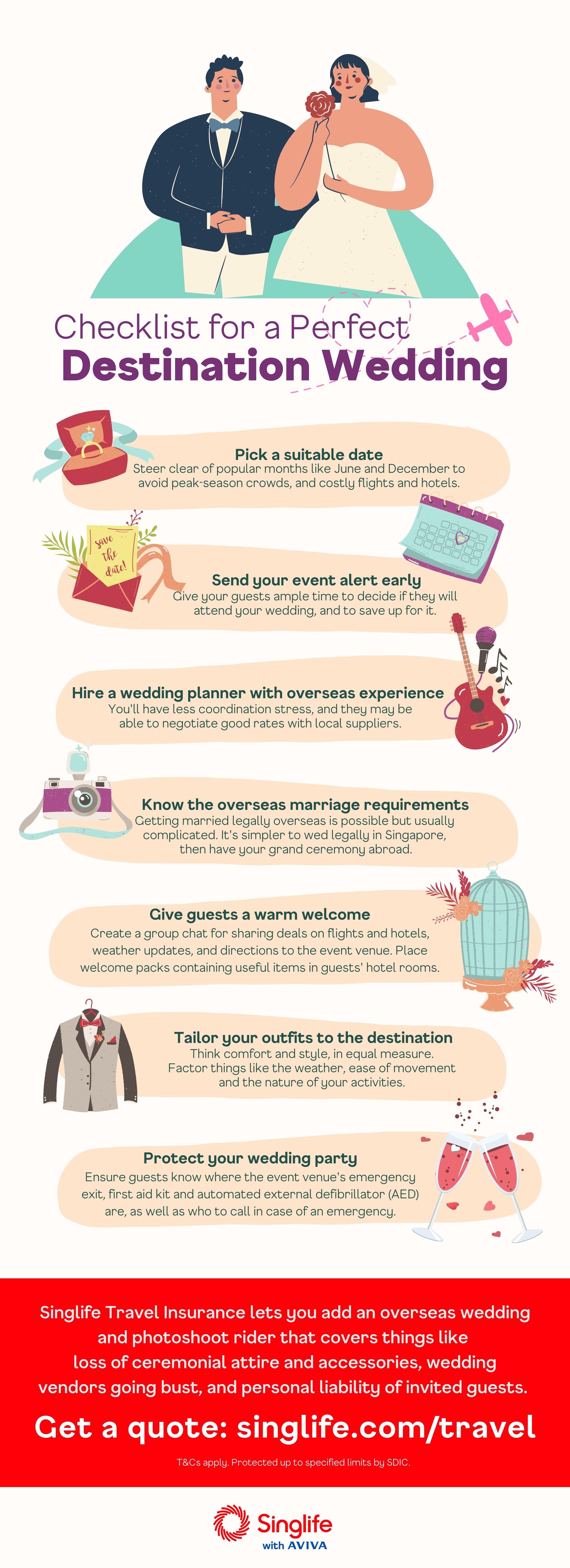Infographic on planning a destination wedding | Singlife Singapore